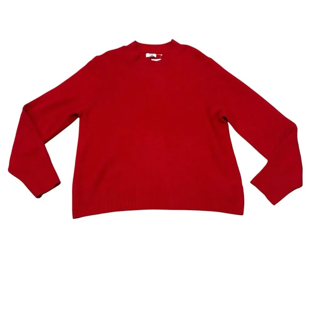 J. Crew Factory Red Crew Neck Sweater Extra Soft Yarn Size XL